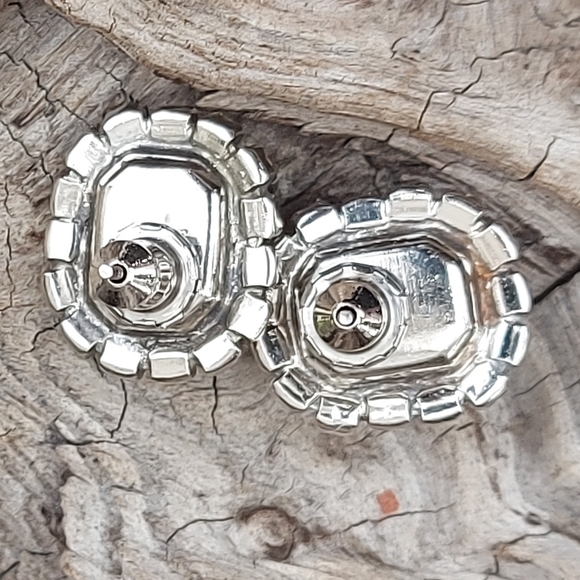 Pierced Rhinestone Earrings, Vintage Rhinestone Earrings - Picture 3 of 3